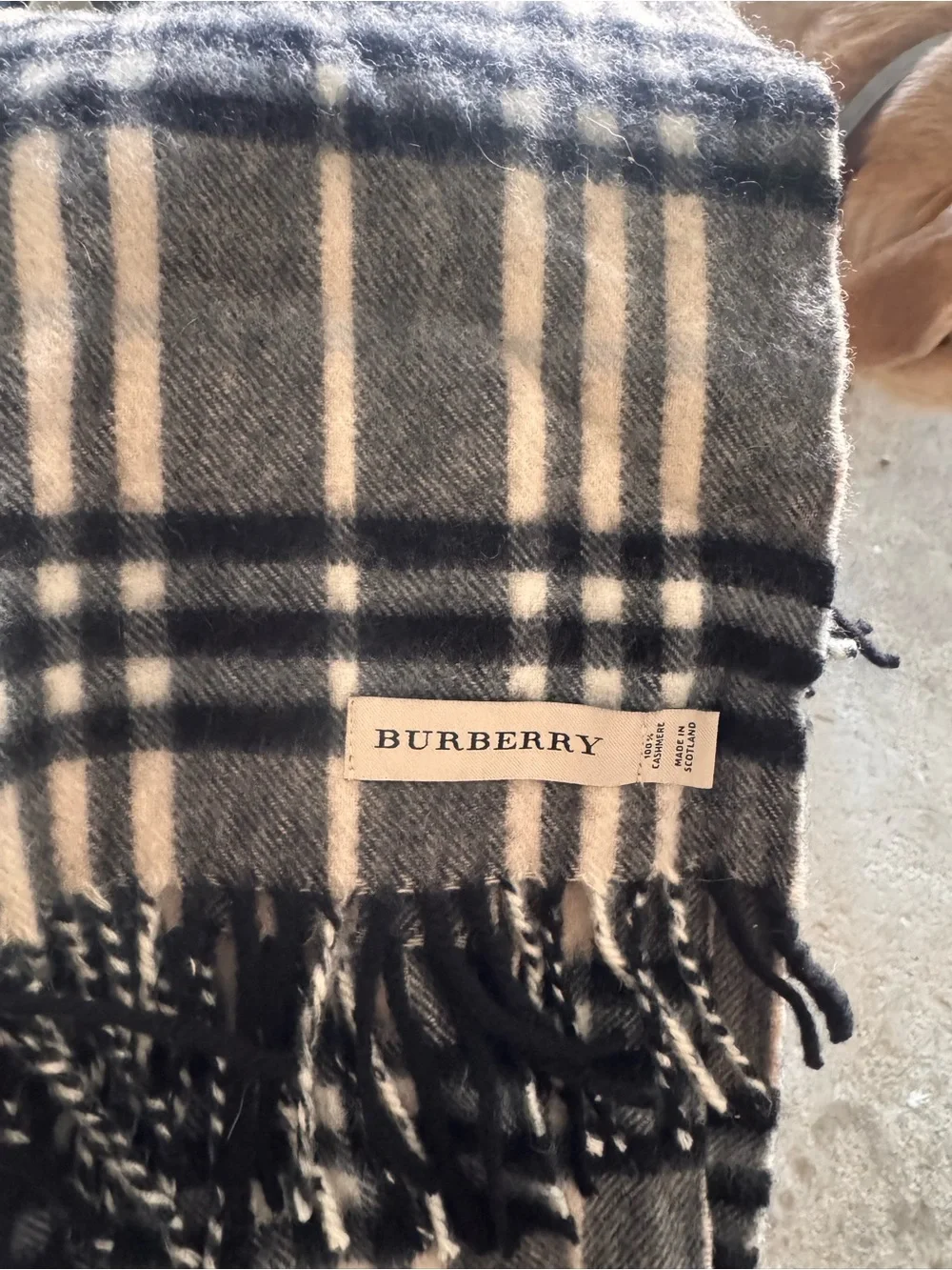 Burberry Black & Cream Check cashmere scarf